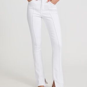 Express Skyscraper Mid Rise White Jeans Petite Hyper Stretch Slim Flare NWT